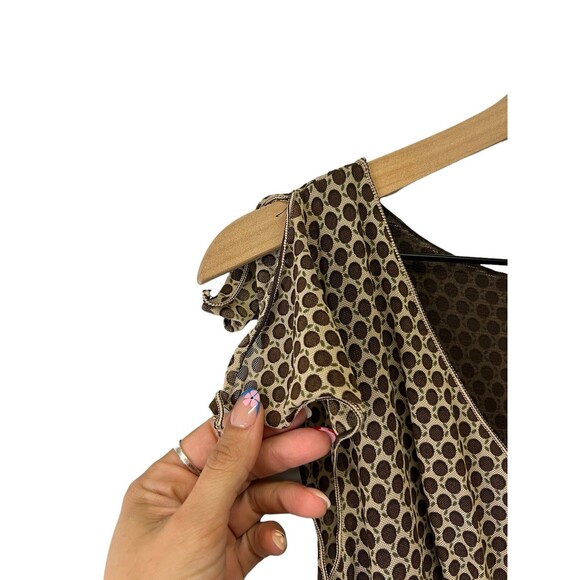 Vintage Y2K Max Edition Brown Polka Dot Empire Waist Split Short Sleeve Dress XS - Picture 8 of 15